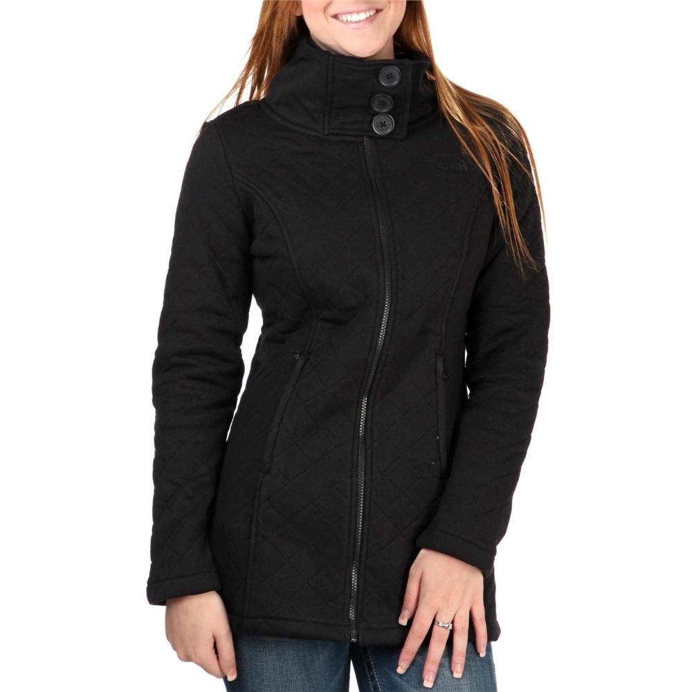 The North Face Caroluna Quilted Jacket Fleece Lined Black Full Zip